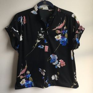 Vintage Finley Floral Short Sleeve Blouse Black